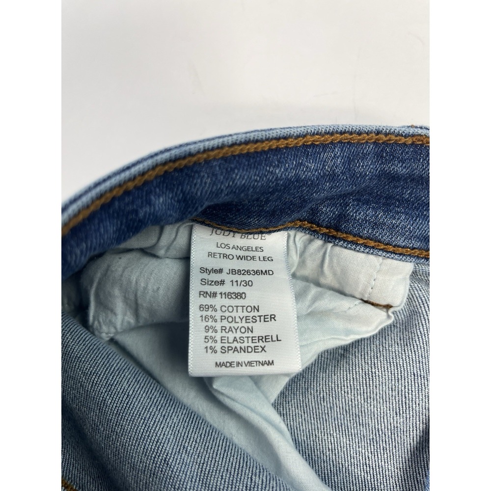 Judy Blue Jeans Retro Wide Leg Size 11/30 Raw Hem Distressed JB82636 Cropped - Picture 11 of 11